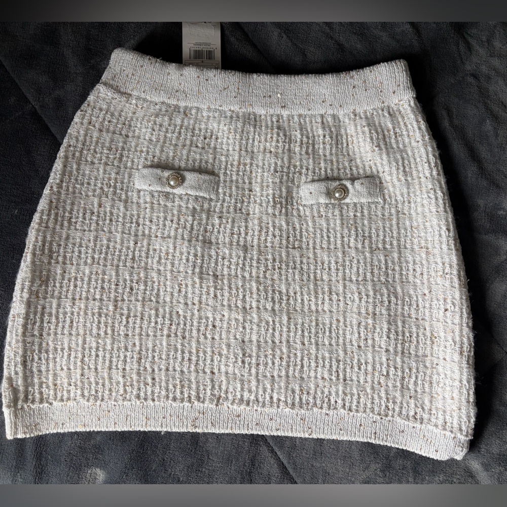 Mango Sequin Bouclé texture Mini Skirt